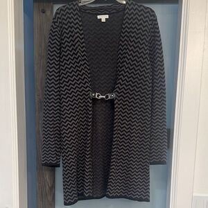 Charter Club Black and Gray Chevron Cardigan